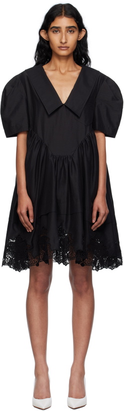 Photo: Pushbutton Black Lace Hem Puff Minidress