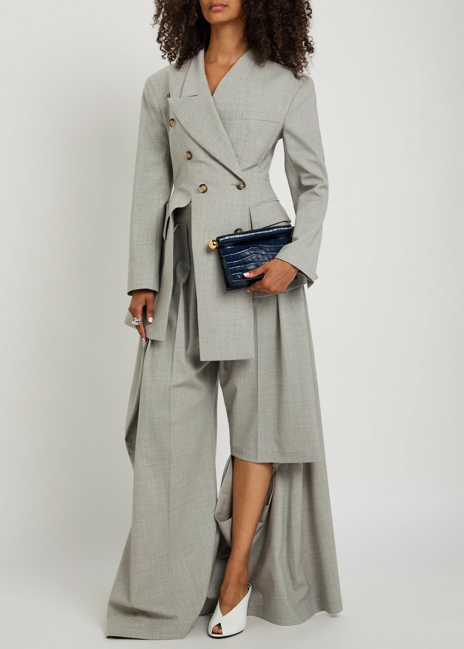 A.W.A.K.E Mode Asymmetric Double-breasted Stretch-wool Blazer No Colour