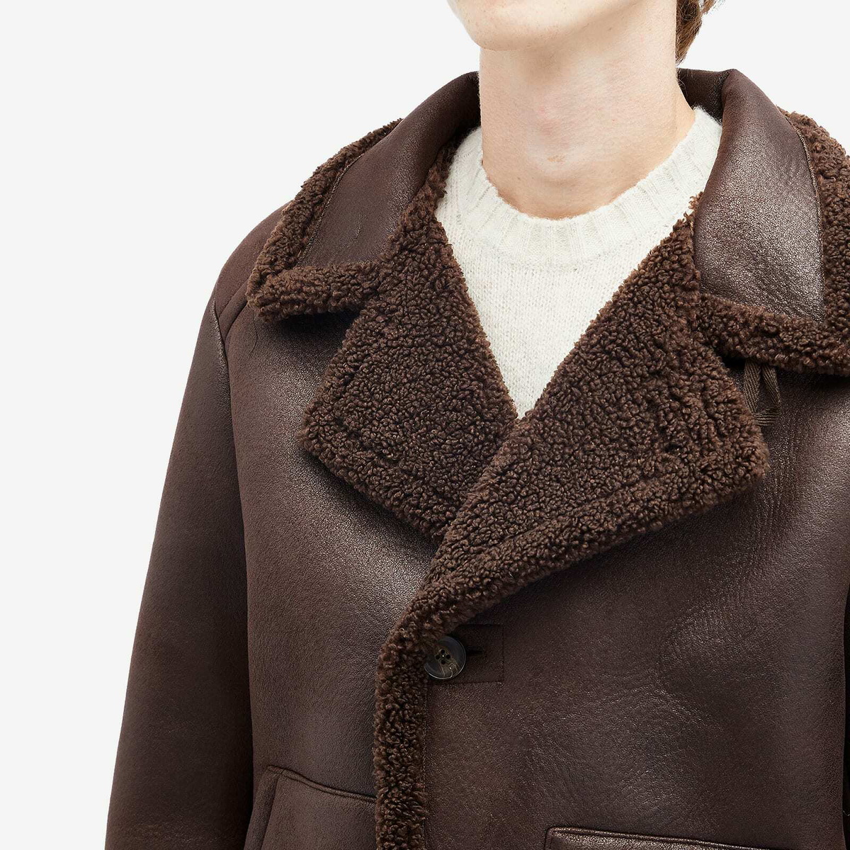 A.P.C. Men's Finn Faux Shearling Jacket in Dark Brown A.P.C.