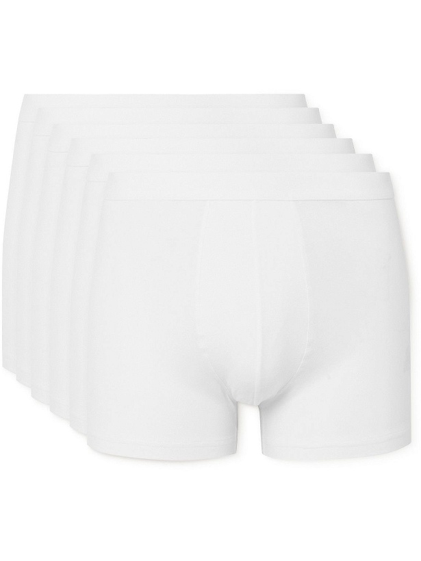 Photo: Organic Basics - Six-Pack Stretch Organic Cotton-Jersey Boxer Shorts - White