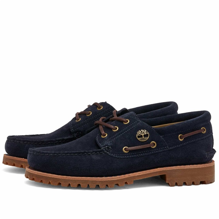 Photo: Timberland Men's Authentic 3 Eye Classic Lug Shoe in Dark Blue Suede