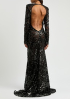 Victoria Beckham Sequin-embellished Open-back Tulle Gown Black