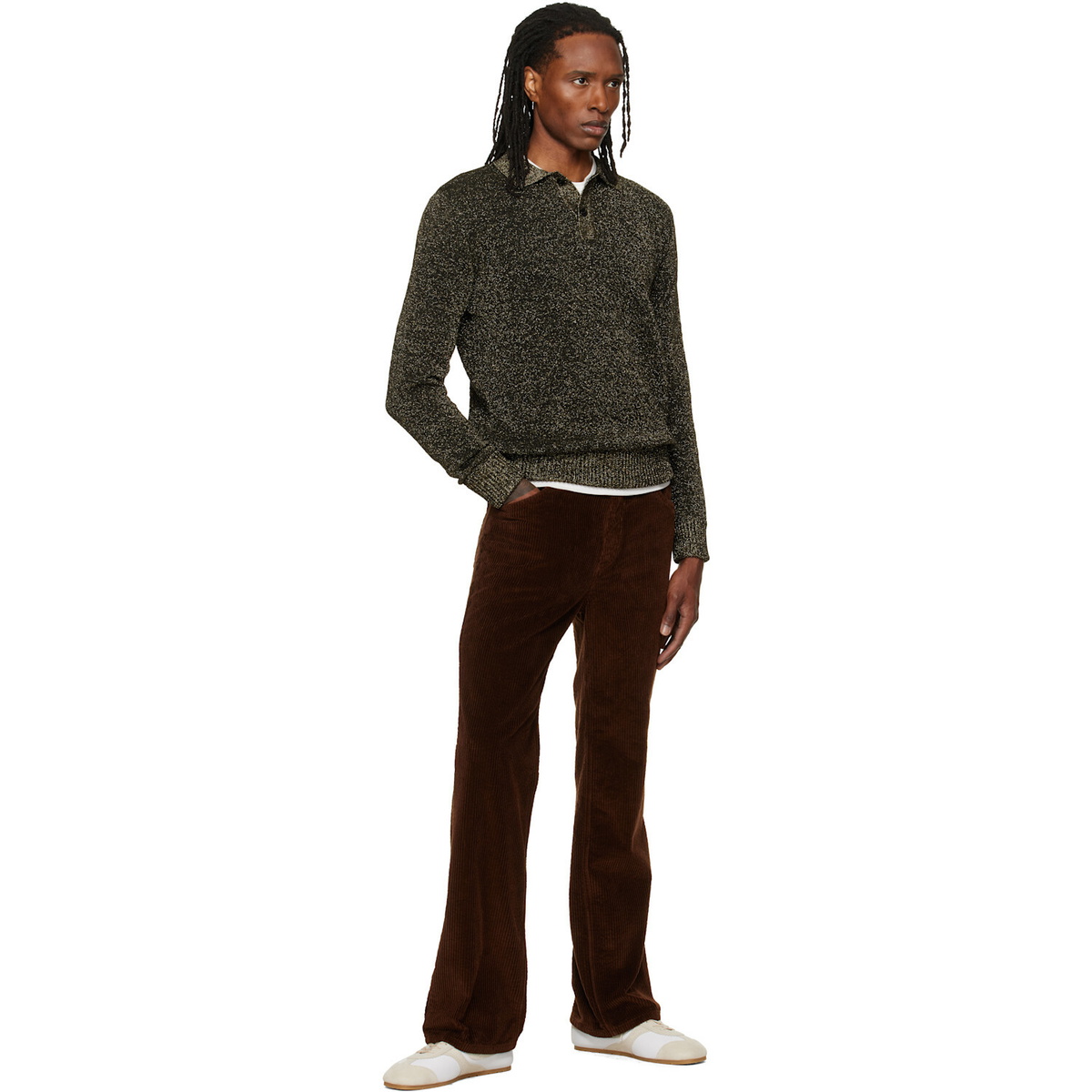 Marni Black Wool Lurex Detailing Polo