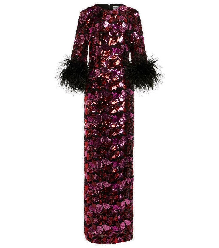 Photo: Rebecca Vallance Azalea sequined feather-trimmed gown