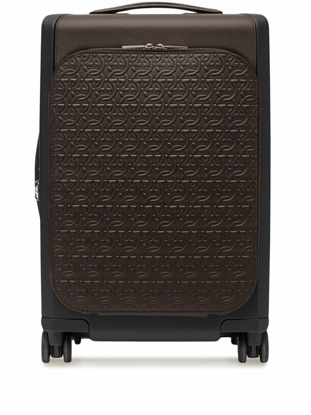 Photo: Ferragamo Brown Gancini Embossed Leather Suitcase