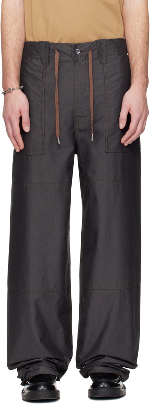 Photo: Lanvin Gray Wide-Leg Chambray Cargo Pants
