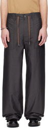 Lanvin Gray Wide-Leg Chambray Cargo Pants