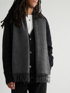 Alexander McQueen - Fringed Logo-Embossed Cashmere Scarf - Gray