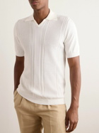Brunello Cucinelli - Honeycomb-Knit Cotton Polo Shirt - White