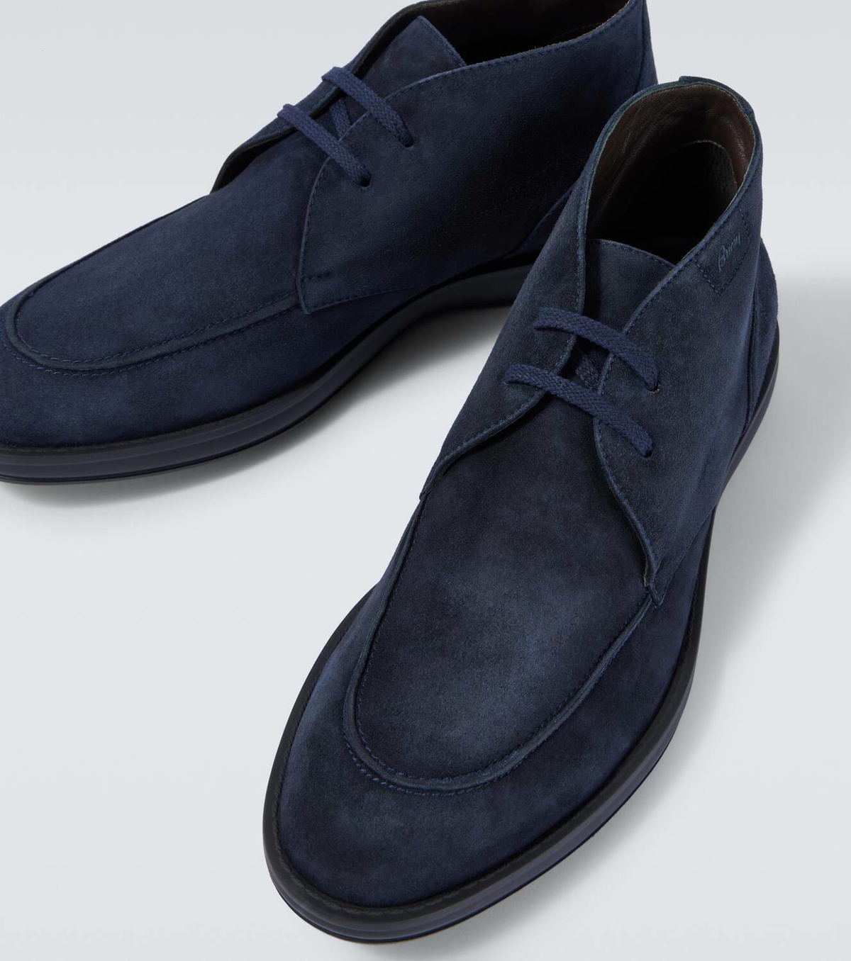 NEW BRIONI men\'s desert leather ankle boots in midnight blue Midnight blue suede Journey desert boots main image 4