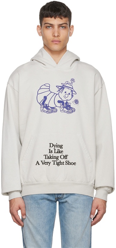 Photo: Online Ceramics Beige 'Dying Is Like Taking Off A Very Tight Shoe' Hoodie