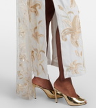 Là Fuori Ivory Garden embellished caped gown