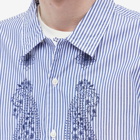 Universal Works Men's Embroidered Road Trip Shirt in Navy/White