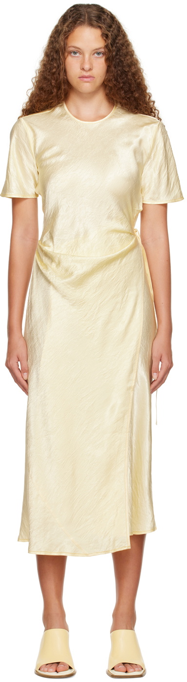 knee length dresses for ladies Asymmetrical One Shoulder Backless Satin Sleeveless Midi Dress main image 0