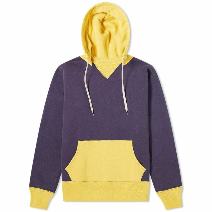 Photo: The Real McCoy's Men's Two-Tone Hoody in Ink Blue/Yellow