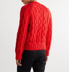 SAINT LAURENT - Slim-Fit Cable-Knit Wool-Blend Sweater - Red