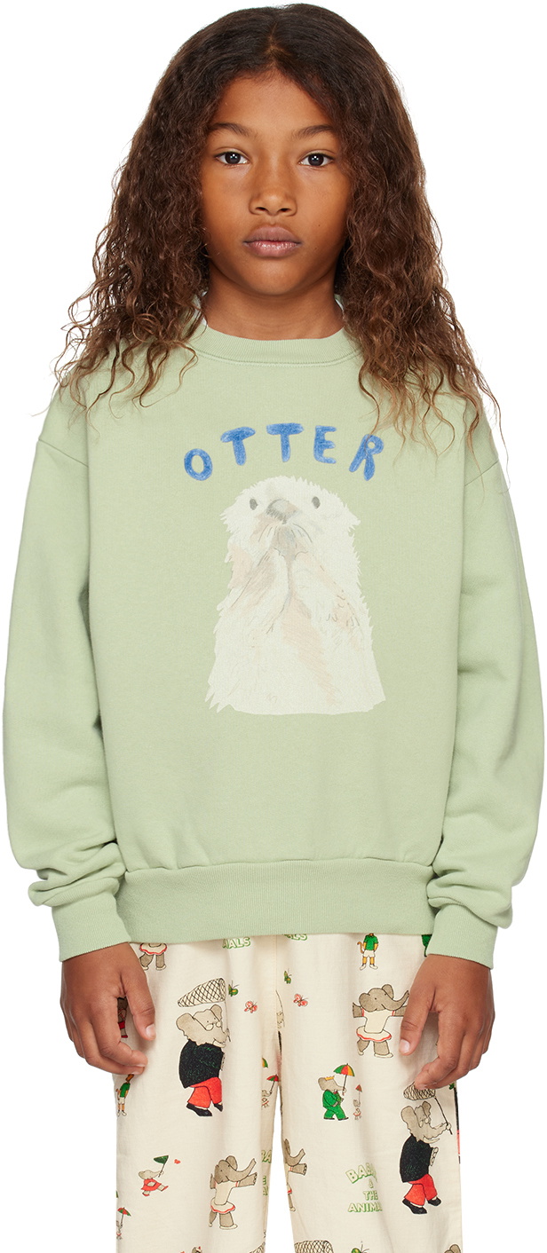 The Animals Observatory Kids Green Bear Sweatshirt