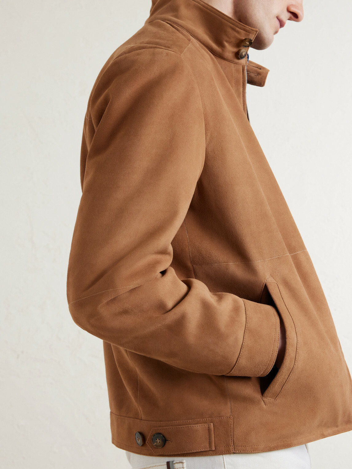 Canali - Suede Harrington Jacket - Brown