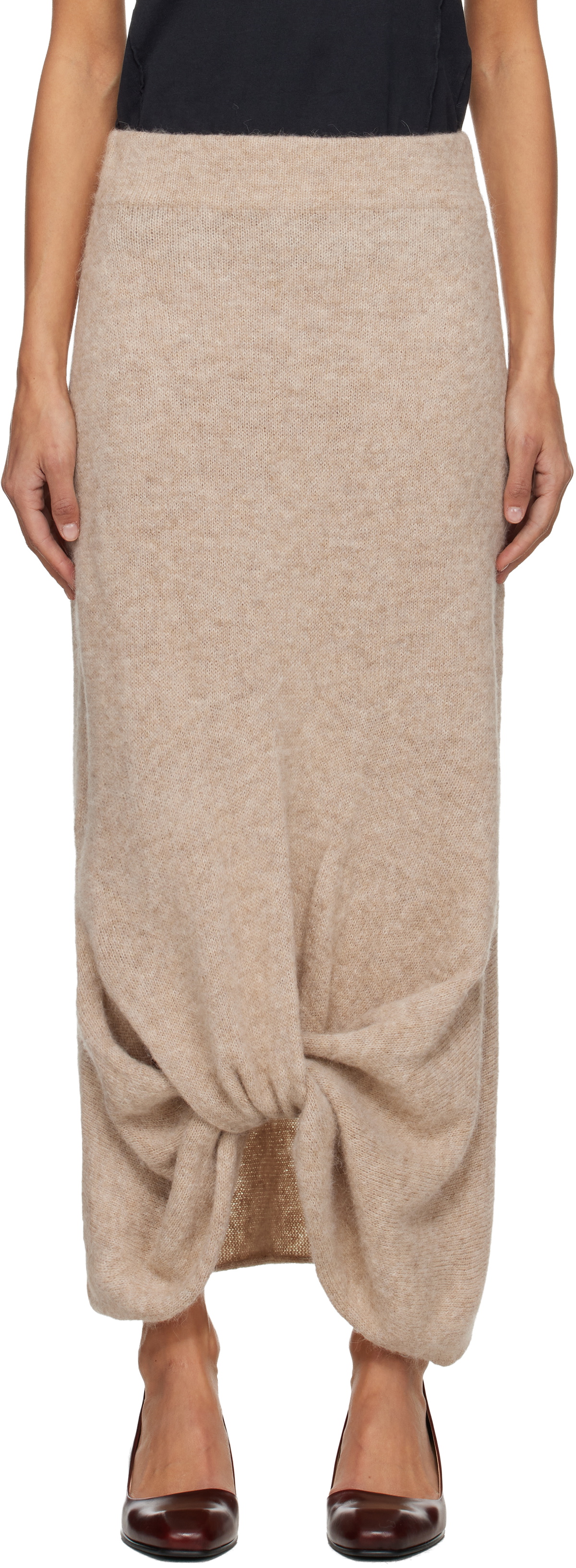Lauren Manoogian Beige Knot Midi Skirt