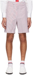 Thom Browne White & Red Striped Shorts
