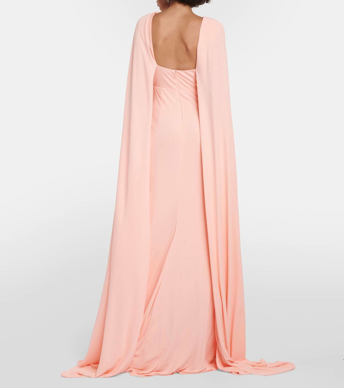 Monique Lhuillier Caped keyhole satin gown Monique Lhuillier