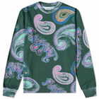 PACCBET Men's Long Sleeve Paisley T-Shirt in Dark Green