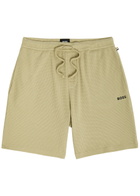 Boss Logo-embroidered Waffle Cotton-blend Shorts Green
