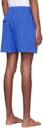 Tekla Blue Organic Cotton Pyjama Shorts