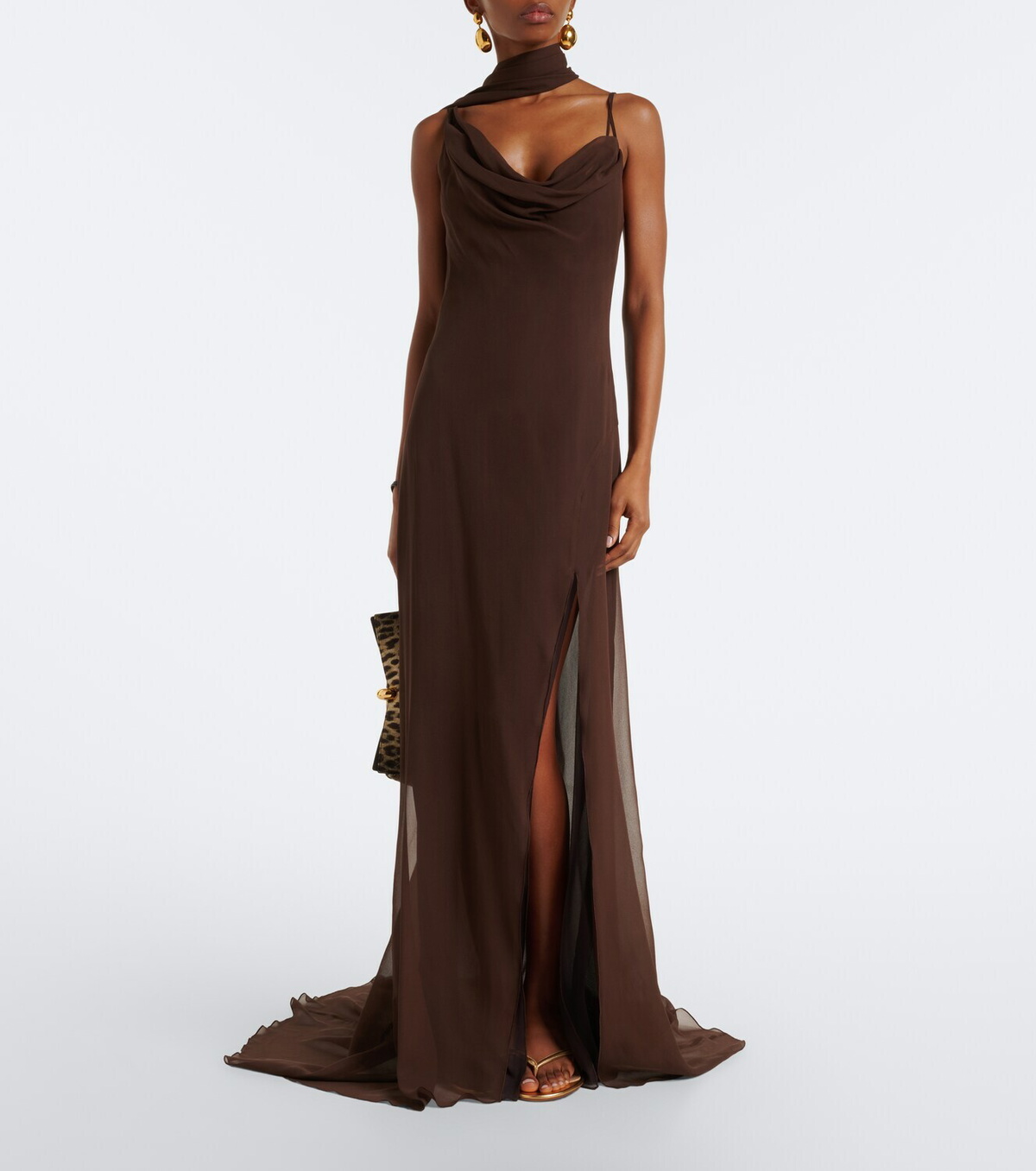 Blumarine Scarf-detail draped gown