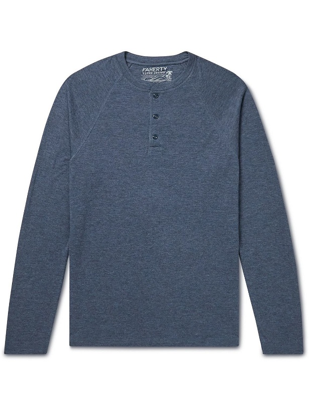 Photo: Faherty - Pima Cotton and Modal-Blend Henley T-Shirt - Blue