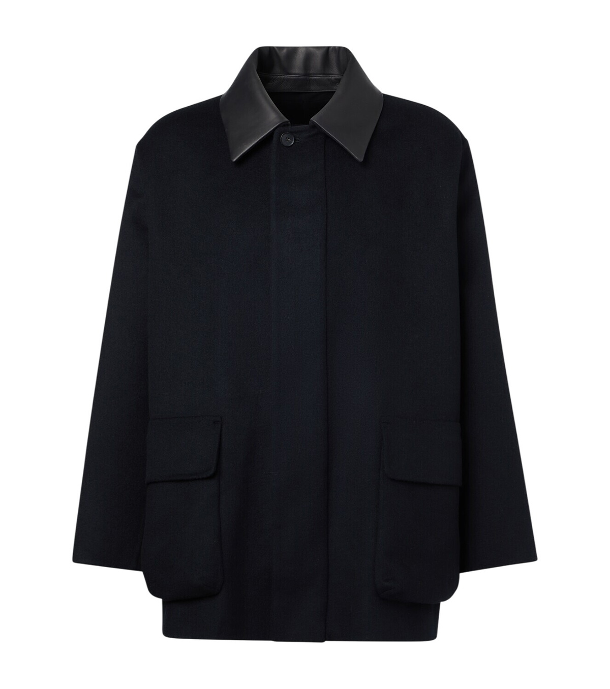 Auralee Men's Wool Poplin Jacket in Black Auralee
