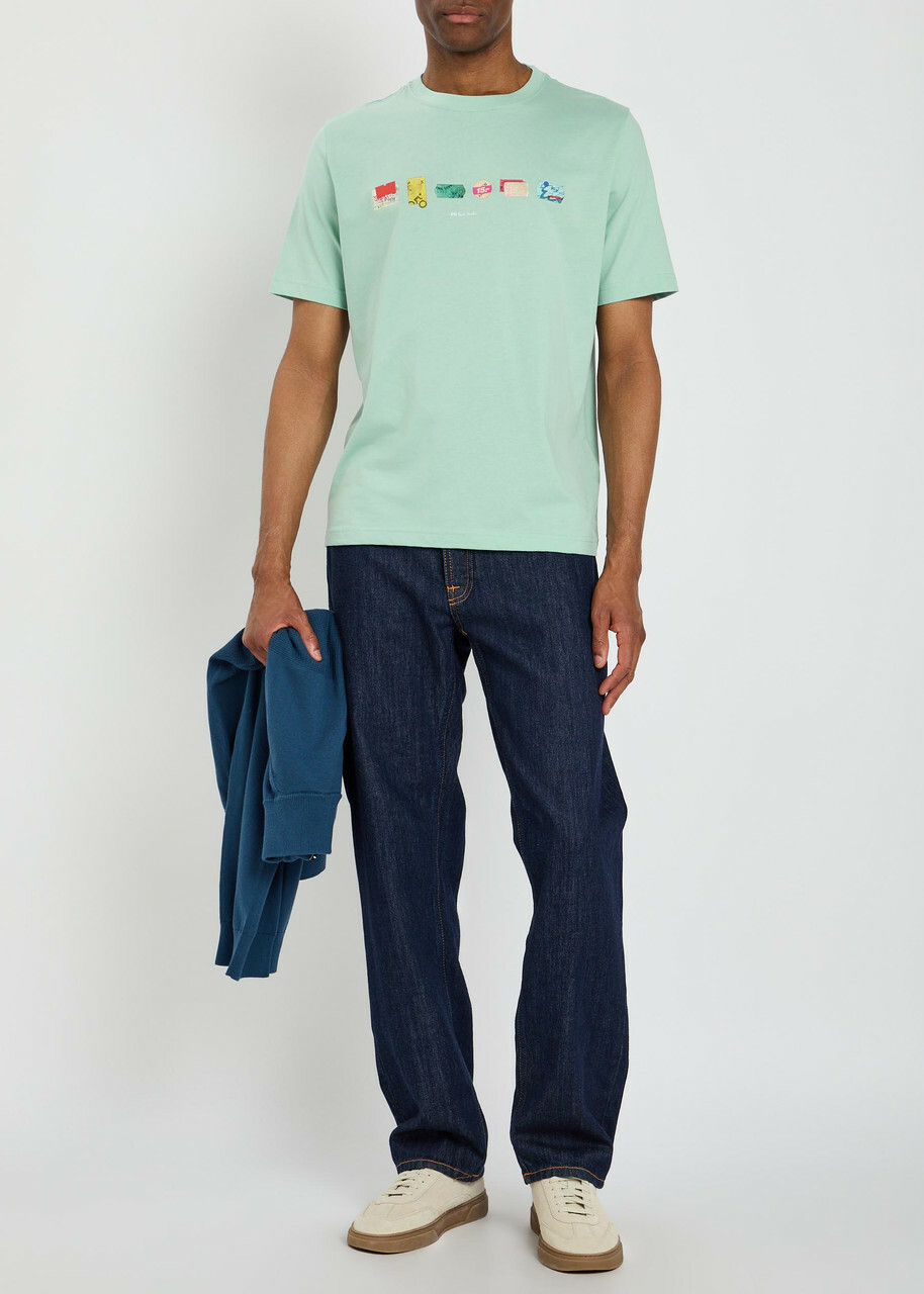 PS Paul Smith In A Row Printed Cotton T-shirt Green