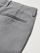 STÒFFA - Pleated Basketweave Cotton Trousers - Gray