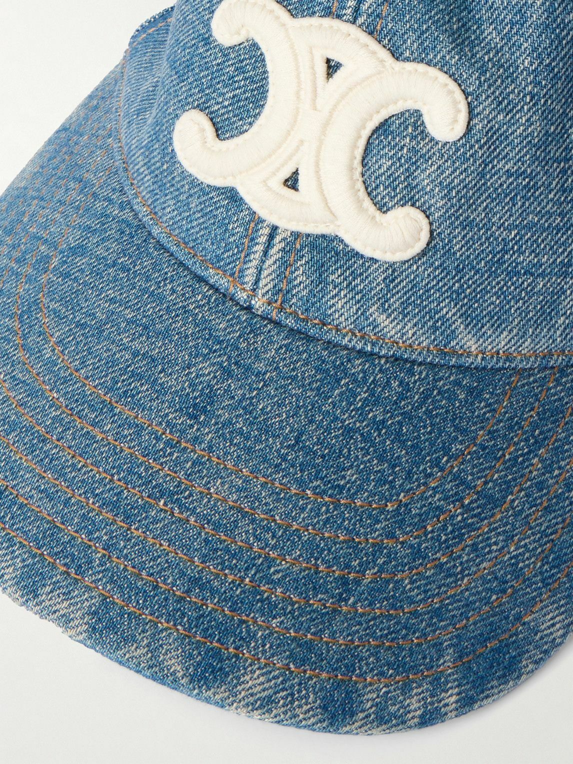 CELINE - Logo-Appliquéd Denim Baseball Cap - Blue
