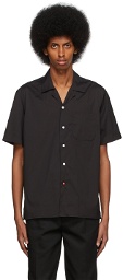 Isaia Black Camp Collar Comfort Shirt