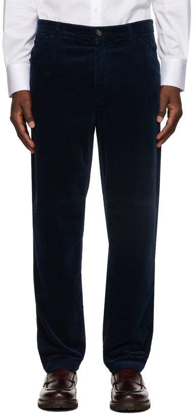 Photo: Brunello Cucinelli Navy Corduroy Trousers