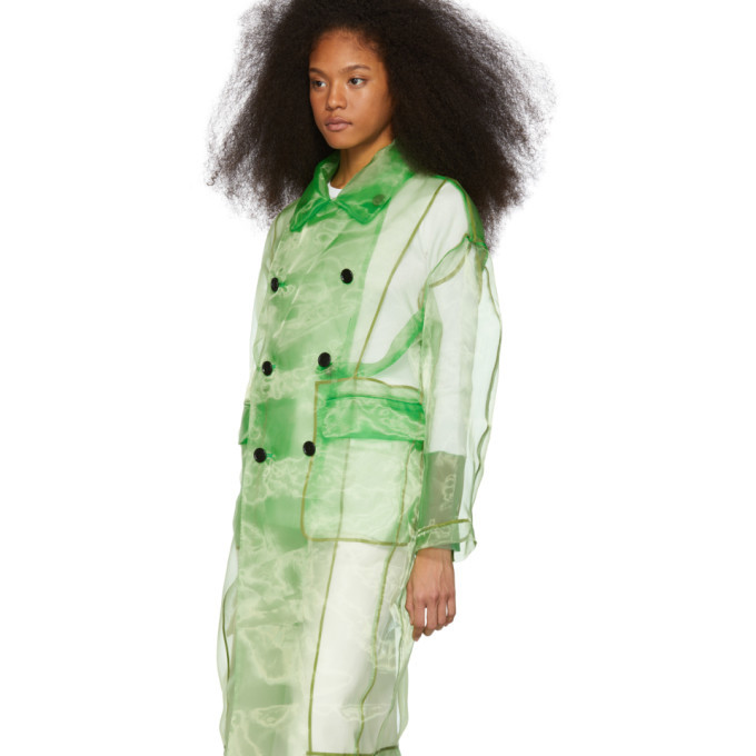 Toga Green Organdy Trench Coat Toga Pulla