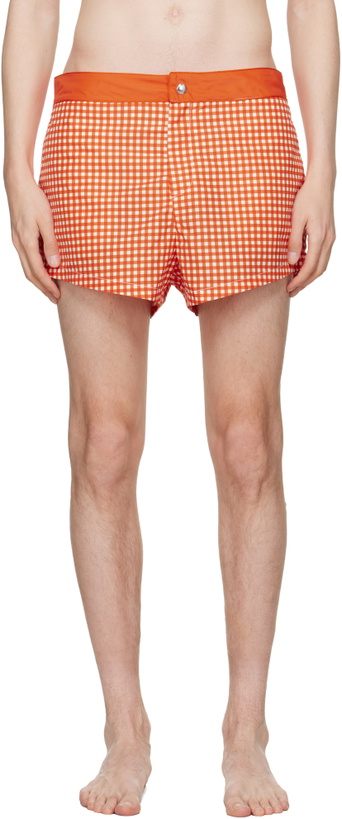 Photo: Jean Paul Gaultier Orange Gingham Swim Shorts