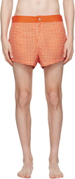 Jean Paul Gaultier Orange Gingham Swim Shorts