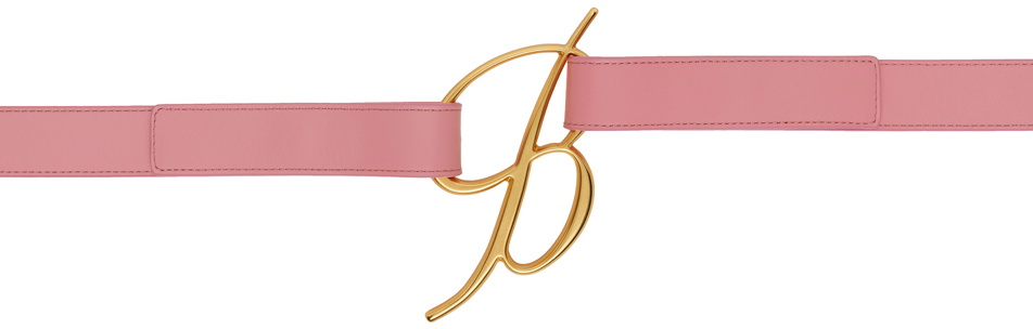 Blumarine Pink Leather Belt with Gold Logo Buckle Blumarine - Embellished denim belt Blumarine main image 2