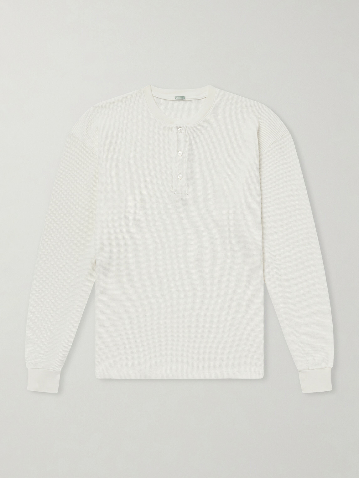 A.PRESSE - Waffle-Knit Cotton and Cashmere-Blend Henley T-Shirt - White