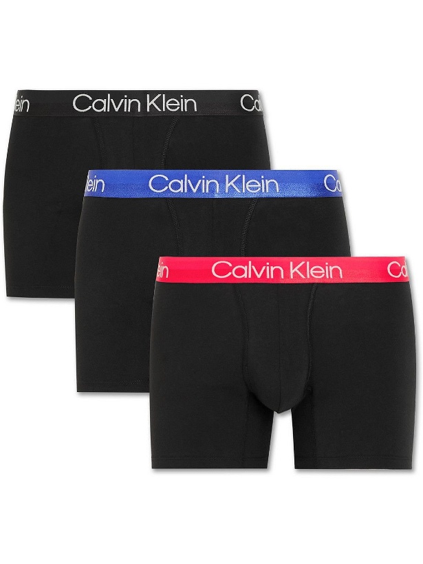 Photo: Calvin Klein Underwear - Three-Pack Cotton-Blend Boxer Briefs - Black