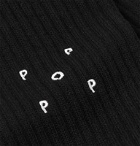 Pop Trading Company - Logo-Embroidered Ribbed Cotton-Blend Socks - Black
