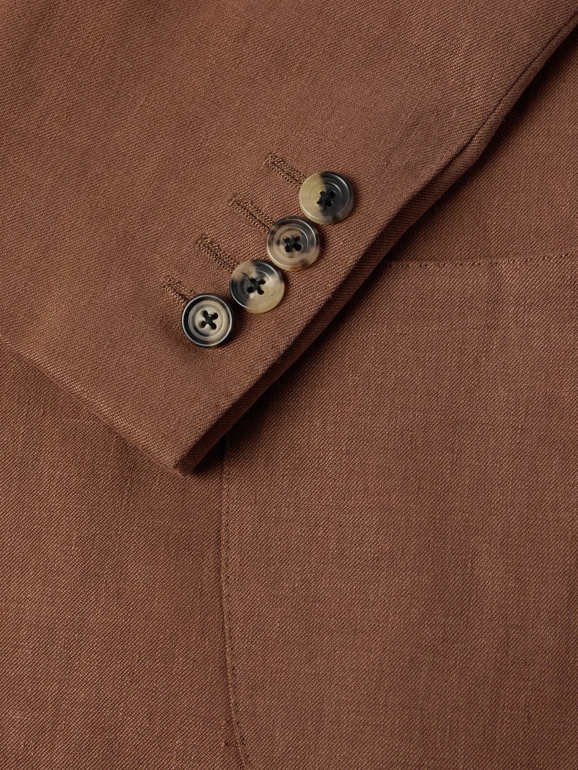 Thom Sweeney - Unstructured Double-Breasted Linen Suit Jacket - Brown