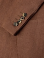 Thom Sweeney - Unstructured Double-Breasted Linen Suit Jacket - Brown