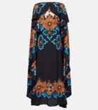La DoubleJ Magic caped floral silk maxi dress