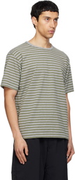 nanamica Khaki & Gray COOLMAX Stripe Jersey T-shirt