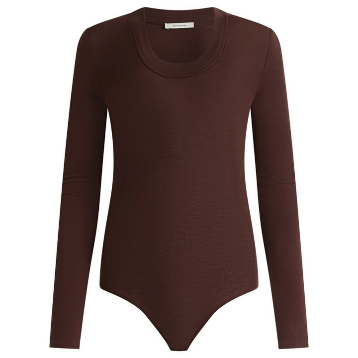 Photo: Entire Studios Women's Circle Neck Bodysuit in Saddlewood