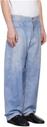 Bottega Veneta Blue Printed Leather Pants
