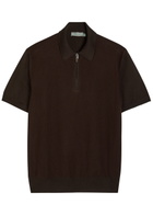 Canali Textured-knit Cotton Polo Shirt Brown